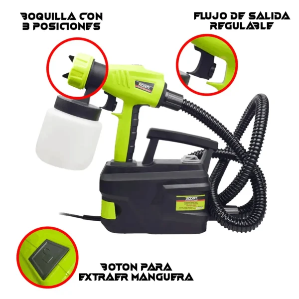 Pistola Compresora de Pintar 550W 800ML XCORT XQP04-550 HVLP - Imagen 2