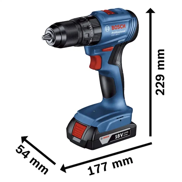 Taladro Percutor 1/2" 18V Brushless + 2 Bat. 2Ah BOSCH GSB 185-LI - Imagen 4